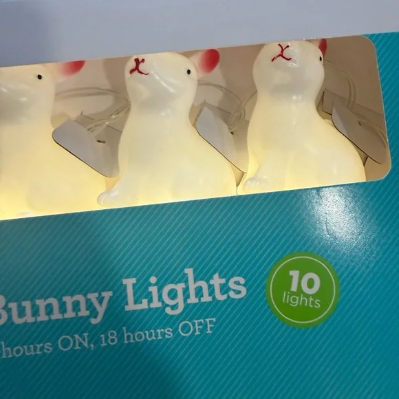 Brand NWT White Easter Bunny String Lights with Timer - Picture 9 of 16